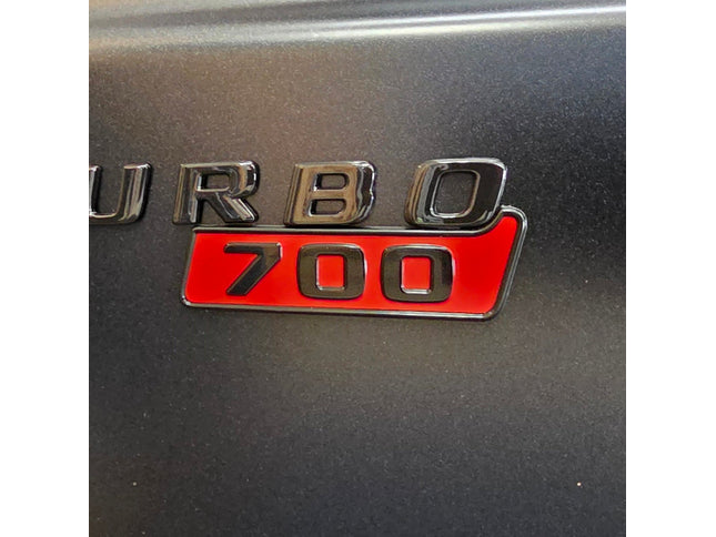 BRABUS BLACK/RED 700 SIDE LOGO BADGE BLACK BORDER