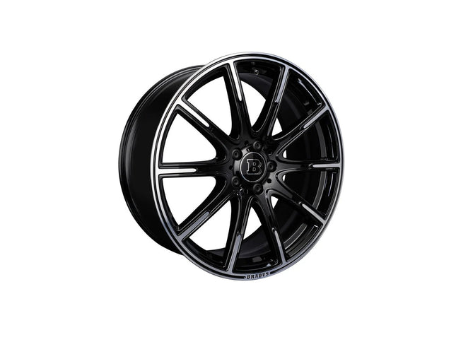 Black alloy wheel on a white background
