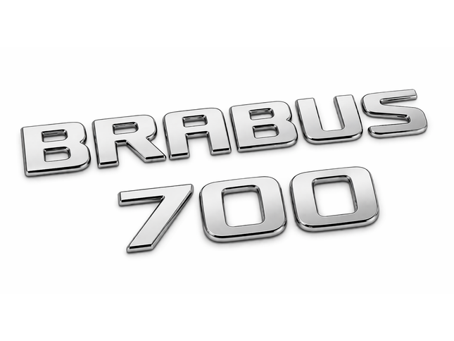 Chrome BRABUS 700 emblem on a white background