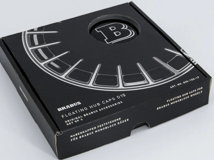 Black Brabus packaging box with brand logo on a light gray background