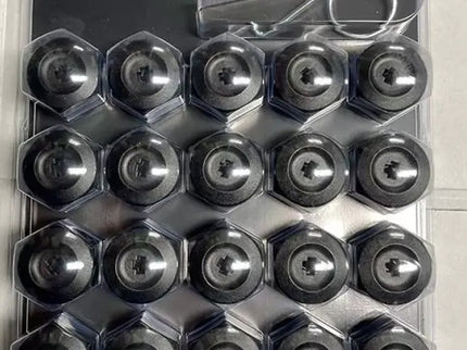 Pack of Brabus wheel nut covers with a clear plastic cover on a white background