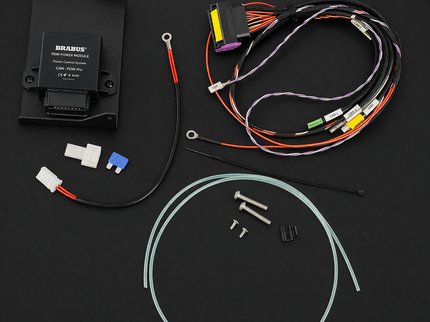 Automotive wiring harness kit with Brabus label on a black background
