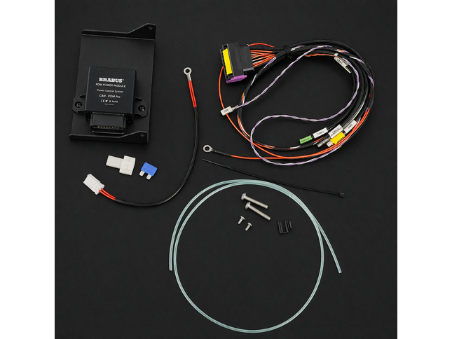 Automotive wiring harness kit with Brabus label on a black background