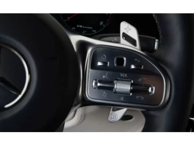 Car interior with gear shift and control panel