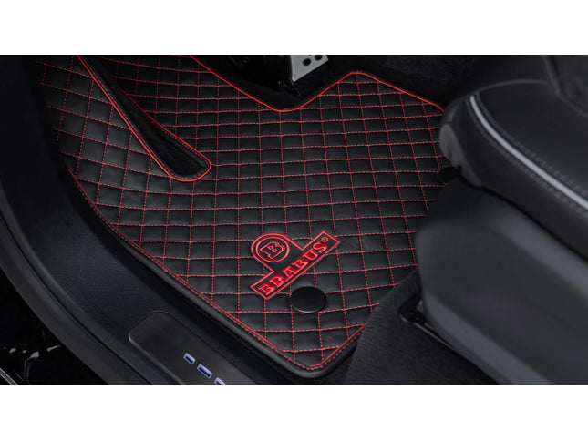 LEATHER FLOOR MATS BLACK-RED QUILTED FOR W 463A – AMG G 63