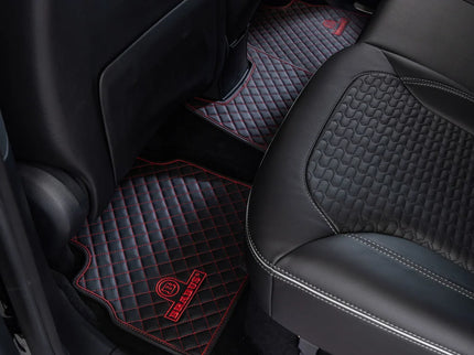 LEATHER FLOOR MATS BLACK-RED QUILTED FOR W 463A – G 350 - G 500