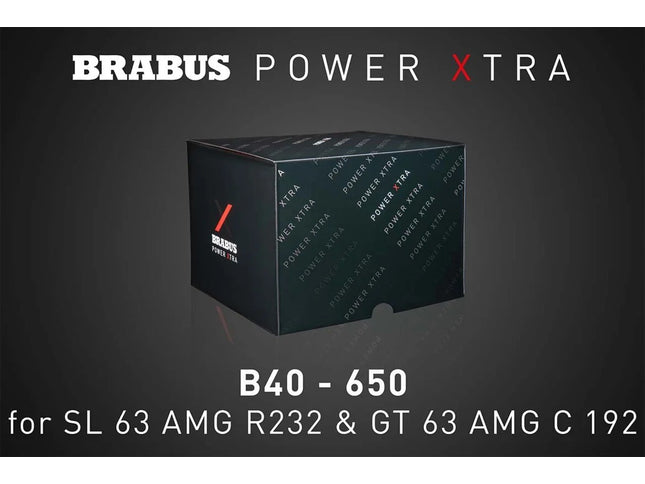 Brabus Power Xtra packaging box on a dark background