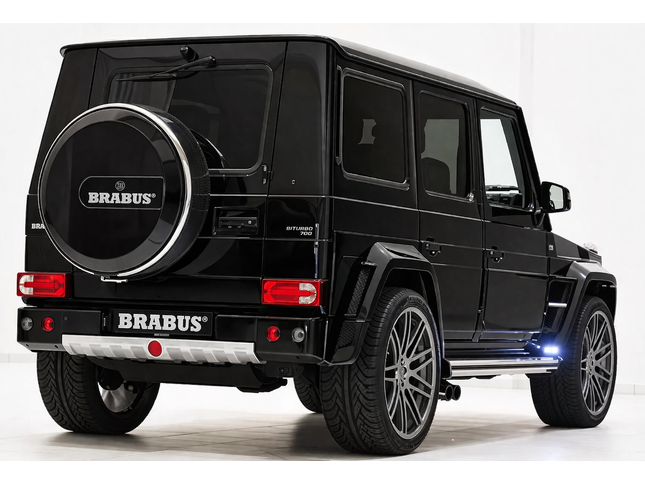 Black Brabus SUV on a white background